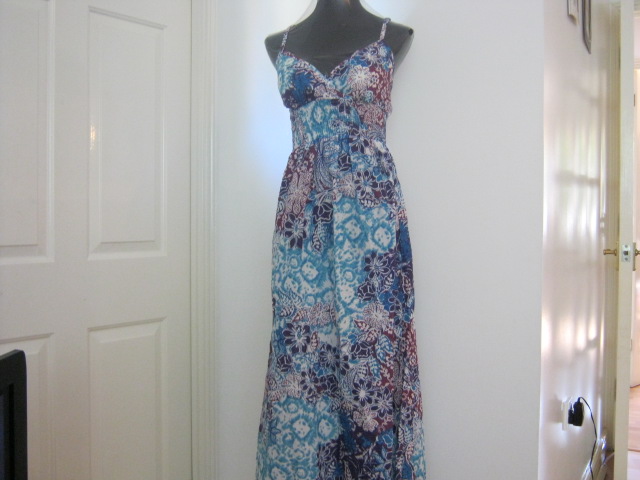 maxi dress floral blue cotton