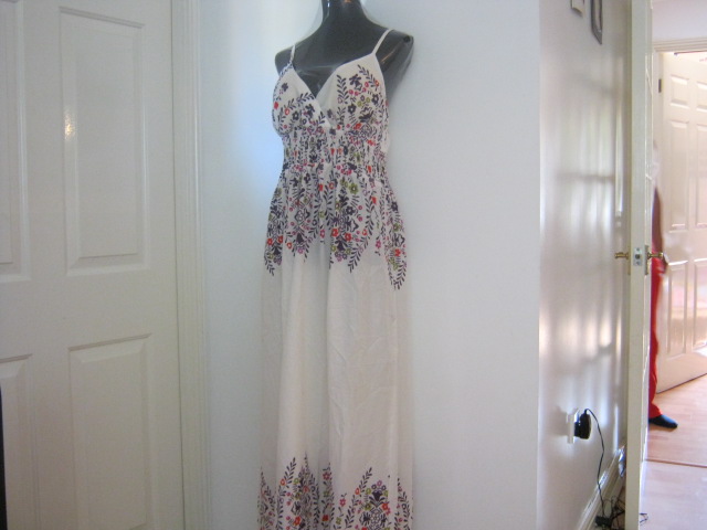 maxi dress white floral cotton