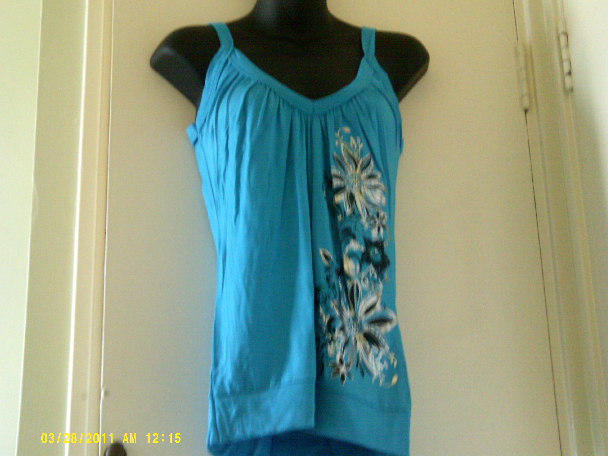 top sleeveless blue cotton