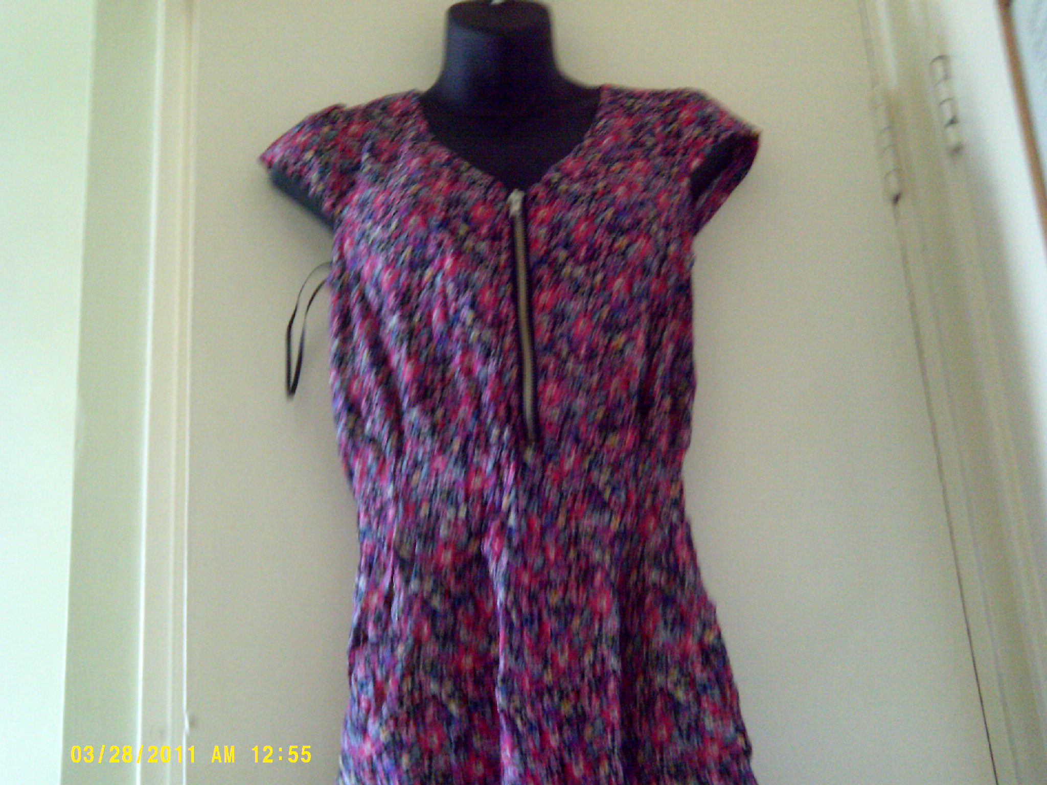 shirt dress red floral acrylic